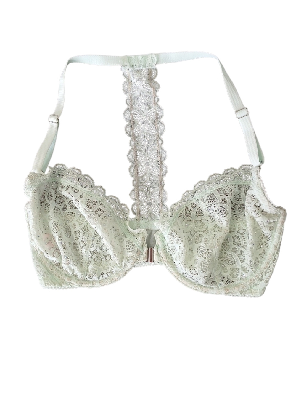 Victoria's Secret Dream Angels Unlined Demi Mint Lace Racerback Underwire Bra